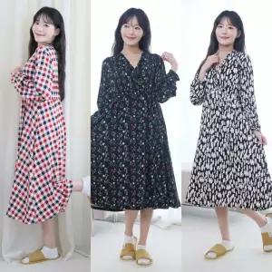 피치기모 V넥 원피스 홈원피스 홈드레스 임산부 수유