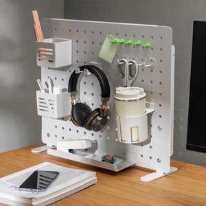 스탠드형 타공판보드 악세사리세트 책상타공철판 화이트 메탈 페그보드 책상가림막 파티션 데스크정리선반