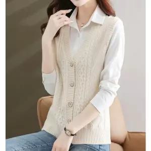 4color 브이라인 꼬임 니트 베스트