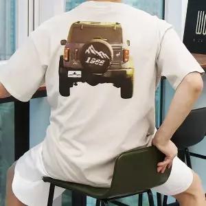 [우기브로]WBO 남자 빅사이즈 피그먼트 등판 지프차 나염 반팔티