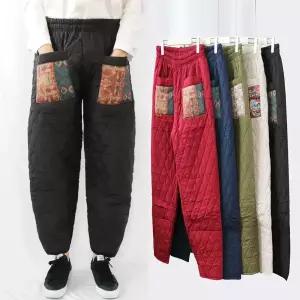 남여공용 빅사이즈 누빔 패딩바지 겨울 작업복 깔깔이 밴딩팬츠 촌캉스 시골 할머니 기모 작업복 김장바지