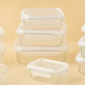 네오플램 웨이브락 내열유리 밀폐용기 투명 직사각 4종세트