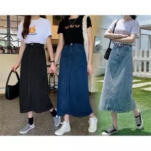 [오노마] ONM 여성 귀여운 데일리룩 여친룩 데님 청 롱 스커트 치마 (S9869069)