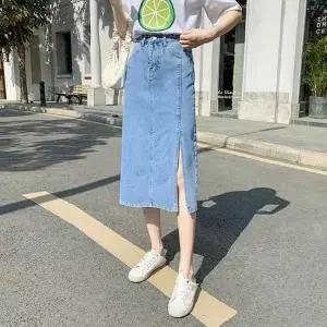 [오노마] ONM 캐주얼 러블리 롱 데님 절개 데일리 스커트 치마 (S12074655)