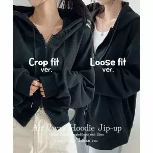 [하프클럽/이버유]최저가보장 투웨이 크롭루즈핏 남녀공용 커플후드 집업 - 3color