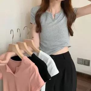 [오노마] ONM 유행타지않는 반팔티셔츠 앞트임 무지 베이직 4컬러 (S10585352)