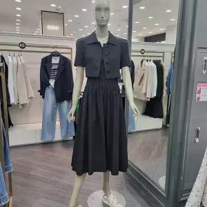 [시슬리]크롭 레이어드 허리셔링 원피스( SAOPC5431 블랙)_DJ