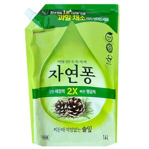 엘지생활건강 자연퐁 찌든때 걱정없는 솔잎 주방세제 리필 1.4L 1개