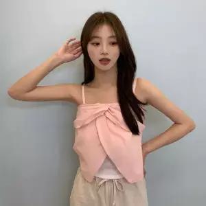 [하프클럽/]여자 워터밤 하늘색 꼬임 레이어드 랩 트임 면 나시