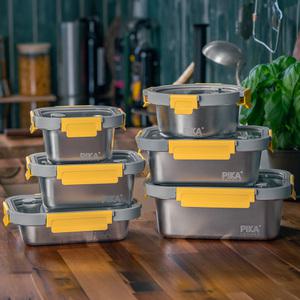 피카 프랑스 메탈쇼크 스텐 밀폐용기 전자렌지사용 다이어트 식단 진공 냉장고