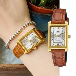 백화점AS가능 카시오 스퀘어 클래식 여성 빈티지 가죽시계 LTP-1234GLL-7A 지코스모제품