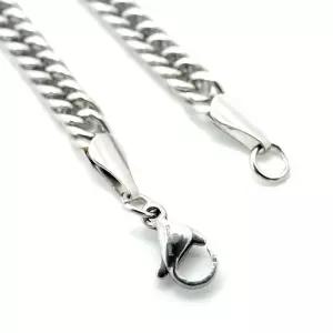 실버 원 ho 더블 희평 목걸이 은색 원면 컷 폭 5mm 50cm 강화 클립 남성 316L 서