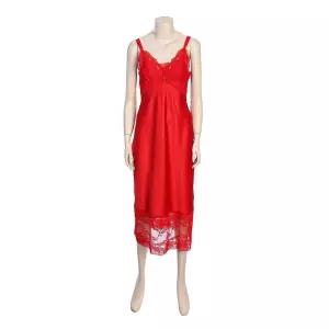 고급스러운 물 실크 여성 롱 슬립 원피스 AGW4805L