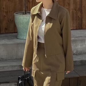 [시크릿라벨] 카라넥지퍼크롭자켓