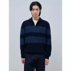 [빈폴] 럭비 스트라이프 반집업 니트  네이비 (BC4951C41R)