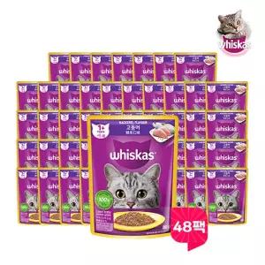 아트박스/위스카스 위스카스 고양이파우치 성묘용 고등어 80G 48팩