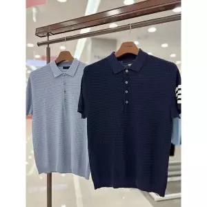 [트루젠]남자 여름 반팔 시원한 어깨 패턴 포인트 폴로 카라넥 니트 스웨터 티셔츠 2컬러_JK