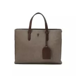 [롯데백화점]닥스 액세서리 LL[선물포장][EMBLEM][엠블럼] 베이지 투톤 캔버스 서류가방 DBBA5E083