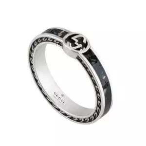 (백화점AS가능)(케이스+쇼핑백포함)선물포장 구찌 인터로킹 G 링 블랙 실버 반지 701620 J8410