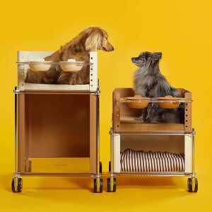 유럽식 강아지 식탁의자 이동식 펫체어 식탁 카트 메탈