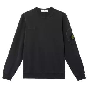 스톤아일랜드 와펜 패치 지퍼 포켓 맨투맨 블랙 6100003 S0123 V0029