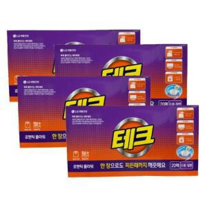 [테크] 테크 간편 시트세제 일반드럼 겸용 로맨틱 플라워향 20매 4개 /SJ