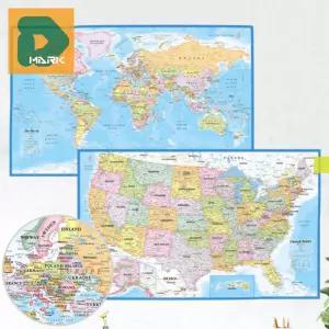 영문판세계지도 2팩 학습 포스터 지구 코팅형 미국 나라 전도 월드 지도 세계 소형 차트 교육 영어 전도