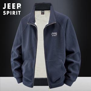 JEEP SPIRIT 겨울 재킷 남성 하이넥 플리스 루즈 캐주얼 트레이닝 재킷