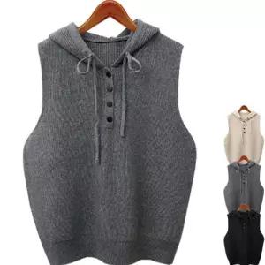 루즈핏 후드니트조끼/미시/여성후드베스트/레이어드빅사이즈니트