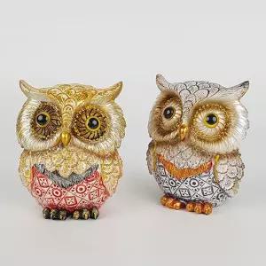 청홍 엔틱부엉이 장식소품 2p(소)/피규어/미니어처/부엉이/장식품/인테리어/소품/거실/빈티지/코끼리/엔틱