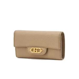 헤지스 액세서리 25SS [H CLIP] 베이지 소가죽 반지갑 HIWA5E081I3