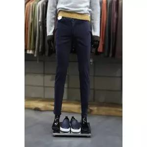 [빠니깔레] 이태리직수입 가먼트다잉네이비 슬림스판 프리미엄코튼팬츠 f-icpt52na (P002934531)