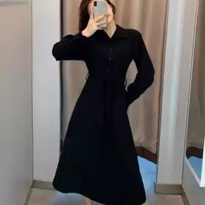 |CMO41A5|브다로 긴원피스 A라인 가을 롱슬리브 사무실 여성 검정_18170186_597559