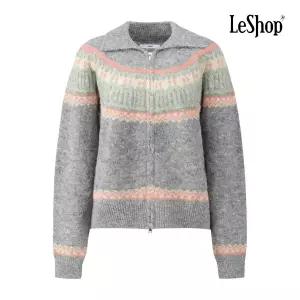 [롯데백화점]르샵 자가드 카라넥 집업 울 니트 가디건 BP9KC016A