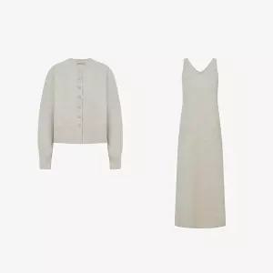 [25 신상] 라운드넥 니트 가디건 + 슬리브리스 원피스 SET (VLOCX1992)