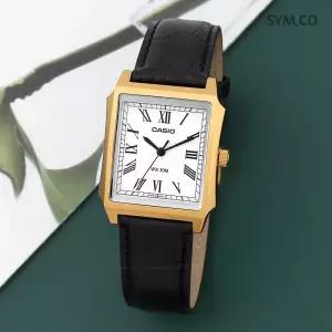 정품 스타샵 카시오 MTP-B190GL-7B 클래식 복고풍 스퀘어 화이트 다이얼 남자 가죽 시계 c167