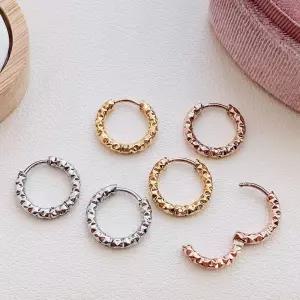 [써지컬스틸] 데일리 크럼플 원터치 링 귀걸이