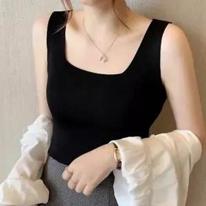 여성 봄 여름 민소매 나시 스퀘어넥 이너나시 에이어드