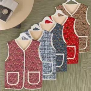 겨울 양털 누빔 융털 뽀글이 엄마 할머니 꽃무늬 촌캉스 조끼 김장조끼