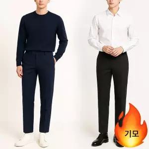 [디바옴므]겨울 기모 스판 10부 링클프리 슬랙스 팬츠 정장 남자 남성