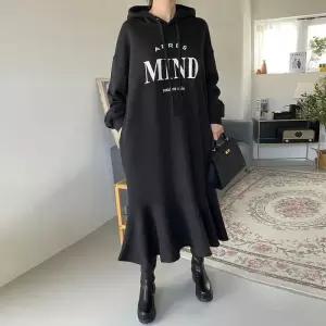 빅사이즈 511 후드기모면플레어원피스 DRAQ196