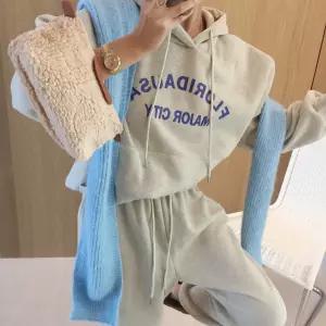 헬로 배색 레터링 루즈핏 후드맨투맨 밴딩 조거팬츠 겨울 기모트레이닝세트 (3color)