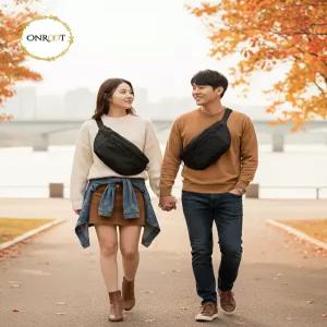 [온루트] 남녀공용 대용량 힙색 데일리 크로스백 슬링백 숄더백 웨이스트백 커플백 블랙백 해외여행 필수품 여권보관 등산 수납력 착용감 편안함 넉넉함