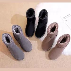 여성 겨울 발목 털부츠 미드 방한신발 베이직 보온