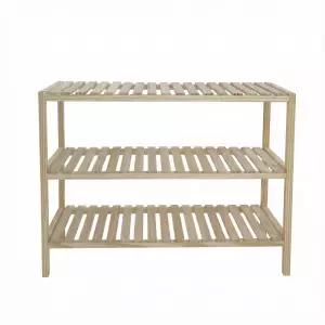 소나무 원목 다용도 수납선반 3단 800 우드 신발 화분 정리 진열대 이크홈