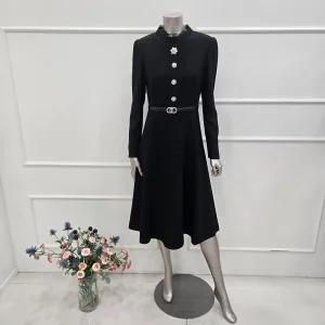 [미니멈]MYDAWO0270BK 버튼 플레어 원피스