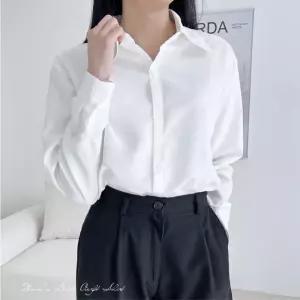 빅카라 흰색 기본 얇은 긴팔 여성 셔츠 남방 와이셔츠 편안한 직장룩