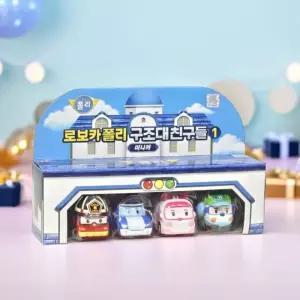 로보카폴리 미니카 구조대친구들 4종 자동차 장난감 폴리 엠버 로이 헬리 역할놀이 작동완구