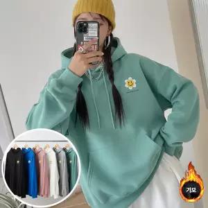 나이스꽃 기모 후드 맨투맨 긴팔 BOX 여성 오버핏 티셔츠 (6컬러) 박시핏 빅사이즈