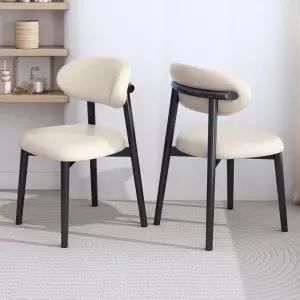 북유럽 디자인 레스토랑 패브릭 의자 등받이 화장대 식탁 원목